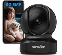 wansview 5GHz Security Camera - Indoor Camera with Sound, Dog Camera, Black | Dual-band WiFi, 2-Way Audio, IR Night Vision, Pan/Tilt, TF Card Storage, 24//7 Recording, Real-time Motion Alert, APP Control
