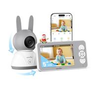 wansview Video Baby Monitor Camera, Dual-Band WiFi Baby Monitor with Camera and Night Vision, APP & 5" Battery Screen Control, Human&Sound Detection, 2 Way Talk, Auto Tracking, Pan/Tilt, Lullabies, V1