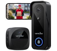wansview Video Doorbell Camera Wireless, 2K WiFi Battery Security Camera with Chime, PIR Detection, Night Vision, 2-Way Audio, One Touch Call, Voice Changer, TF Card Storage, 2.4Ghz WiFi only, H6