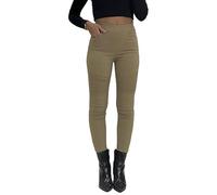 Want Clothing - Women's Biker Style Ribbed Knee Denim Look Casual Skinny Stretch FIT Jeans Pants (as8, Alpha, l, x_l, Regular, Regular, Beige)