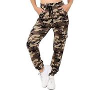 Want Clothing Women's Camouflage Cuffed Double Pocket Cargo Combat Trousers Khaki - Grey - Stone Camo 8 10 12 14 (UK, Alpha, S, M, Regular, Regular, Stone)