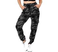 Want Clothing Women's Camouflage Cuffed Double Pocket Double Striped Cargo Combat Trousers Khaki Green Camo Charcoal Grey Camo Stone Grey Khaki Camo 8 10 12 14