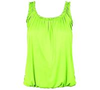 Want Clothing Women's Round Scoop Neckline Gathered Top Ladies Elastic Bubble Hem Summer Strappy Camisole Vest Top (UK, Numeric, 12, 14, Regular, Regular, Neon Green)