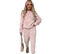 Want Clothing Womens Velour Soft Fluffy Fleece Suit Warm Comfy Top Joggers Two Piece Co-Ord Set Sweatshirt Bottoms Loungewear Travel (UK, Alpha, L, XL, Regular, Regular, Nude)