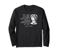 Want of a Wife Quote from Pride and Prejudice Jane Austen Long Sleeve T-Shirt