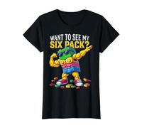 Want to See My Six Pack Funny Kids Boys Master Builder Value Graphic T-Shirt, Women, Black, L