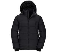Wantdo Men's Hooded Winter Warm Jacket Water Resistant Outdoor Jacket Quilted Cotton Padding Coat Windproof Outerwear Jackets Black M