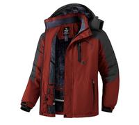 Wantdo Men's Mountain Ski Jacket Waterproof Winter Coat Hooded Windbreaker Warm Snowboarding Jacket Windproof Outdoor Jacket Wine Red L