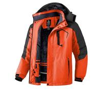 Wantdo Men's Mountain Ski Jacket Waterproof Winter Coat Hooded Windbreaker Warm Snowboarding Jacket Windproof Outdoor Jacket Orange Black L