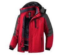 Wantdo Men's Mountain Ski Jacket Waterproof Winter Coat Hooded Windbreaker Warm Snowboarding Jacket Windproof Outdoor Jacket Red L