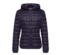 Wantdo Women’s Warm Winter Packable Puffer Down Jacket Lightweight Quilted Padded Hooded Puffer Jacket Windproof Mountain Insulated Jacket Slim Fit Short Outerwear Jacket Dark Purple L