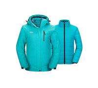 Wantdo Women's 3-in-1 Ski Jacket Warm Seasonal Coat Waterproof Snowboarding Jacket Hooded Raincoat Blue Teal XL