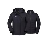 Wantdo Women's 3-in-1 Waterproof Ski Jacket Windproof Puff Liner Winter Coat Black 2XL (chest 41.7"-43.3")