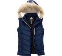 Wantdo Women's Body Warmer Gilets with Removable hood Spring Outdoor Gilets Windproof Sleeveless Vest Water Resistant Gilets Dark Blue L
