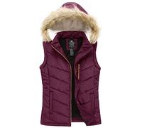 Wantdo Women's Body Warmer with Removable Hood Spring Outdoor Windproof Sleeveless Vest Water Resistant Red M