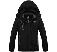 Wantdo Women's Mountain Ski Jacket Outdoor Windproof Sports Coat Winter Waterproof Snow Jackets Hooded Fleece Coat Black L