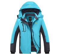 Wantdo Women's Mountain Ski Jacket Outdoor Windproof Sports Coat Winter Waterproof Snow Jackets Hooded Fleece Coat Blue XXL