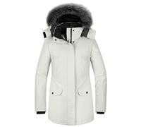 Wantdo Women's Warm Seasonal Outdoor Windproof Cotton Padded Long Thicken Puffer Jacket for Early Spring Off-White L