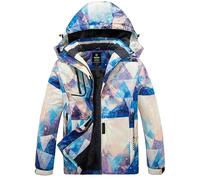 Wantdo Women's Warm Ski Jacket with Fleece Waterproof Snowboarding Jacket Hooded Mountain Coat Windproof Raincoat Mountain Flora M