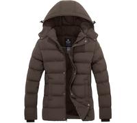 Wantdo Women's Winter Warm Jacket Hooded Winter Coat Quilted Thicken Puffer Jacket with Removable Hood Khaki M