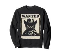Wanted Black Cat - Funny Wanted Poster Cowboy Kitten Sweatshirt
