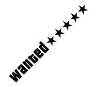 Wanted Car Sticker - Reflective Five-Pointed Star Decal, Pet Waterproof Sticker | 11.02 Inch X 1.18 Inch Cool Bumper and Window Decoration for Cars, Electric Bikes, Trucks, Warning Sign