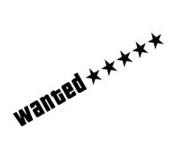 Wanted Car Stickers - Reflector Five Stars Window Water Resistant Body Decals for Motorcycle Bumper Car, Motor Automotive Reflective Cars Trucks