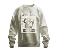 Wanted Dead Alive Schrödingers Cat Funny Physics Gift Idea Unisex Sweatshirt Pullover, natural, XL
