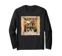 Wanted for Halloween Spooky Mansion Full Moon Pumpkins Scary Long Sleeve T-Shirt