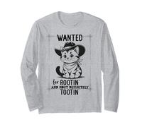 Wanted for Rootin Most Definitely Tootin Cowboy Cat Farting Long Sleeve T-Shirt