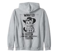 Wanted for Rootin Most Definitely Tootin Cowboy Cat Farting Zip Hoodie