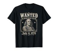 Wanted for Treason Funny 4th of July Ben Franklin Value Graphic T-Shirt