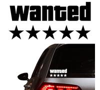 WANTED | Funny Car Sticker 5 STARS - Bumper Body Window Decal Novelty Vinyl JDM Drift Laptop Tablet Fun Gift Idea UK theft Caravan Race Toolbox Bike Van Wall meme Vehicle Helmet Gift Gaming GT - WHITE
