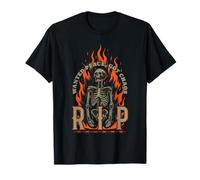 Wanted Peace Got Chaos Skeleton RIP Dark Gothic Flame Design T-Shirt