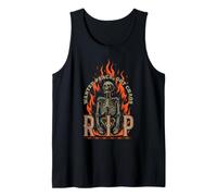 Wanted Peace Got Chaos Skeleton RIP Dark Gothic Flame Design Tank Top