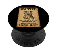 Wanted Spooky Cat Spirit Spectral Marks Poster PopSockets Adhesive PopGrip