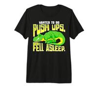 Wanted to Do Push Ups Fell Asleep Funny Dinosaur Exercise Premium T-Shirt