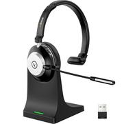 Wantek Bluetooth Headset, Wireless Headset with Microphone for PC, V5.2 Computer Headset with Noise Cancelling Mic, USB Dongle, Charging Base & Mute Button for Work, Cell Phones, Computer
