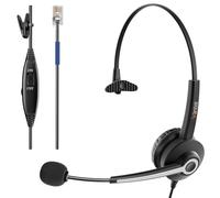 Wantek Corded Mono phone Headset with Noise Cancelling Microphone,RJ9 Wired One ear Telephone Headset for Landline Phones,Compatible with Plantronics&Cisco,Call Centre,Office,Home Use