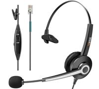 Wantek Corded Telephone Headset Mono w/Noise Canceling Mic for ShoreTel Plantronics Polycom Zultys Toshiba NEC Aspire Dterm Nortel Norstar Meridian Siemens ROLM Packet8 Landline Deskphones