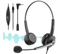 Wantek Headsets 682N with Microphone Stereo Sound Headphone with Noise Canceling Mic for Call Center Office Work Business Team Meetings Driving, Black