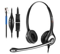 Wantek Telephone Headset RJ9 Dual with Noise Cancelling Microphone, Quick Disconnect, Corded Call Center Phone Headsets