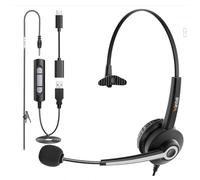 Wantek USB Headset with Mic, Noise Cancelling Microphone 3.5mm/Type-C/USB Wired Headphones 3-In-1 Computer Call Center Single Ear Headsets for Laptop Phone Office Business Chat- Lightweight