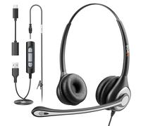 Wantek USB Headset with Microphone for PC Laptop,3.5mm/USB/Type-C Jack 3-In-1 Headphones with Noise Cancelling & Audio Controls,Teams Headset for Office,Call Center,Work,Binaural