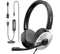 Wantek USB Headset with Microphone for PC Laptop, Type C USB 3.5 mm Jack, 3 in 1 Noise Cancelling Headphones with Volume Control for Call Center, Skype, Zoom, Home Office, Online Courses