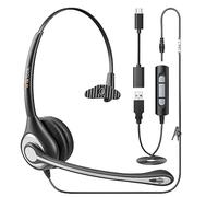 Wantek USB Wired Headset with One-Ear Noise Cancellation Headphone and One Microphone - Connect to PC Mac via USB or Other Devices with 3.5 MM Jack