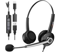 Wantek Wired Headset with Microphone,3.3m Length Noise Cancelling Headset | Stereo Headphone for PC,Laptop USB/Type-C