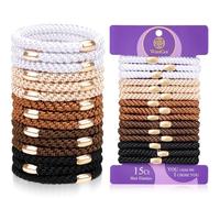 WantGor Hair Ties No Damage, Women 15PCS Hair Bands Elastic Scrunchies Ponytail Holders Hair Accessories Braided Head Bands for Women's Thick Hair (Neutral)