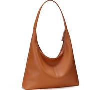 WantGor Large Tote Bag for Women, Vegan Leather Shoulder Purses Casual Slouchy Totes Bag Ladies Work Laptop Travel Handbags (Orange-brown)