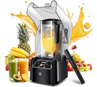 WantJoin Professional Commercial Mixer with Shield Quiet Sound Case, 2200 W, Industries, Strong and Quiet, Professional Performance, Self-Cleaning, Black (Black)